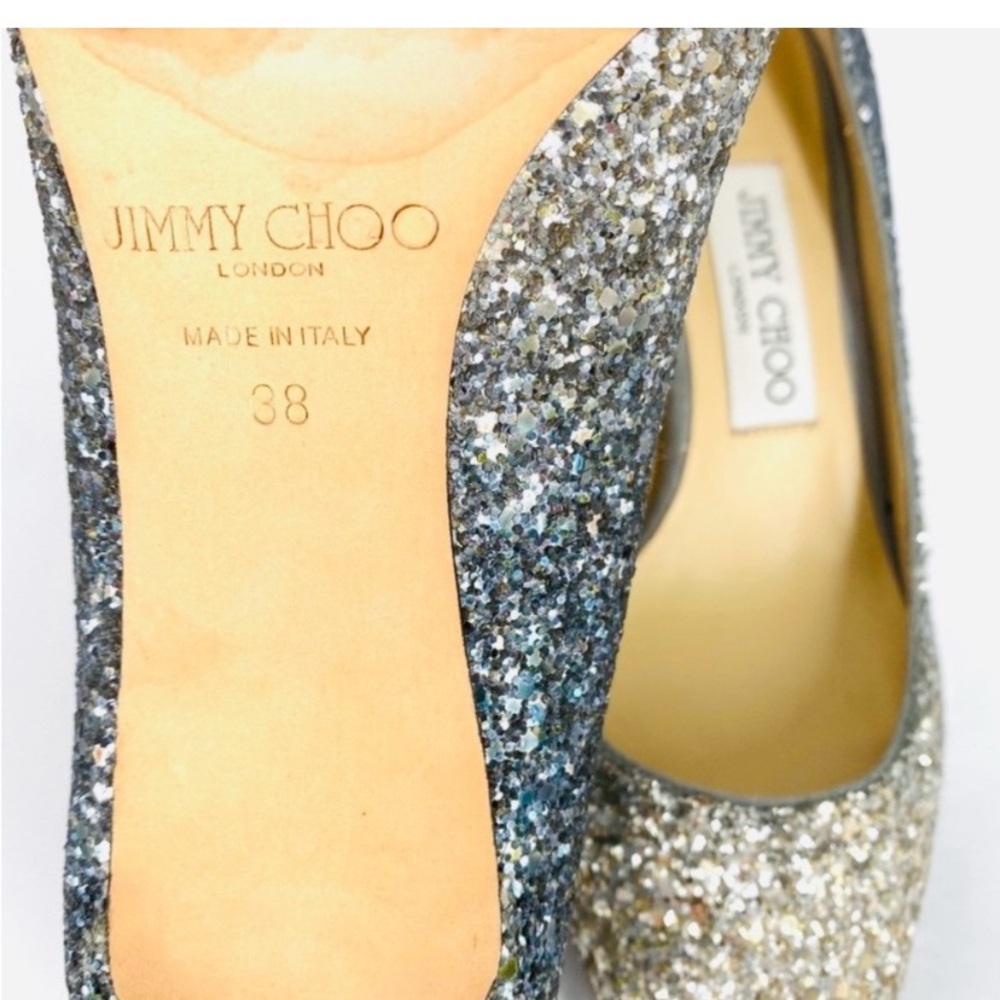 Jimmy Choo Authentic Romy 60 Gradient Ombré Silver and Blue Heels Size 38 - Picture 16 of 17